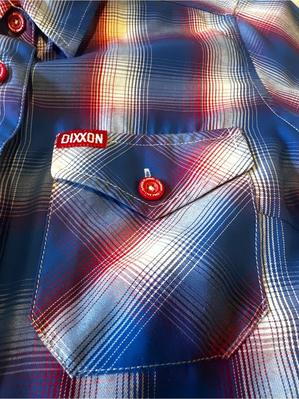 DIXXON Blue Red Plaid Short Sleeve Button-Down Shirt - Picture 3 of 4